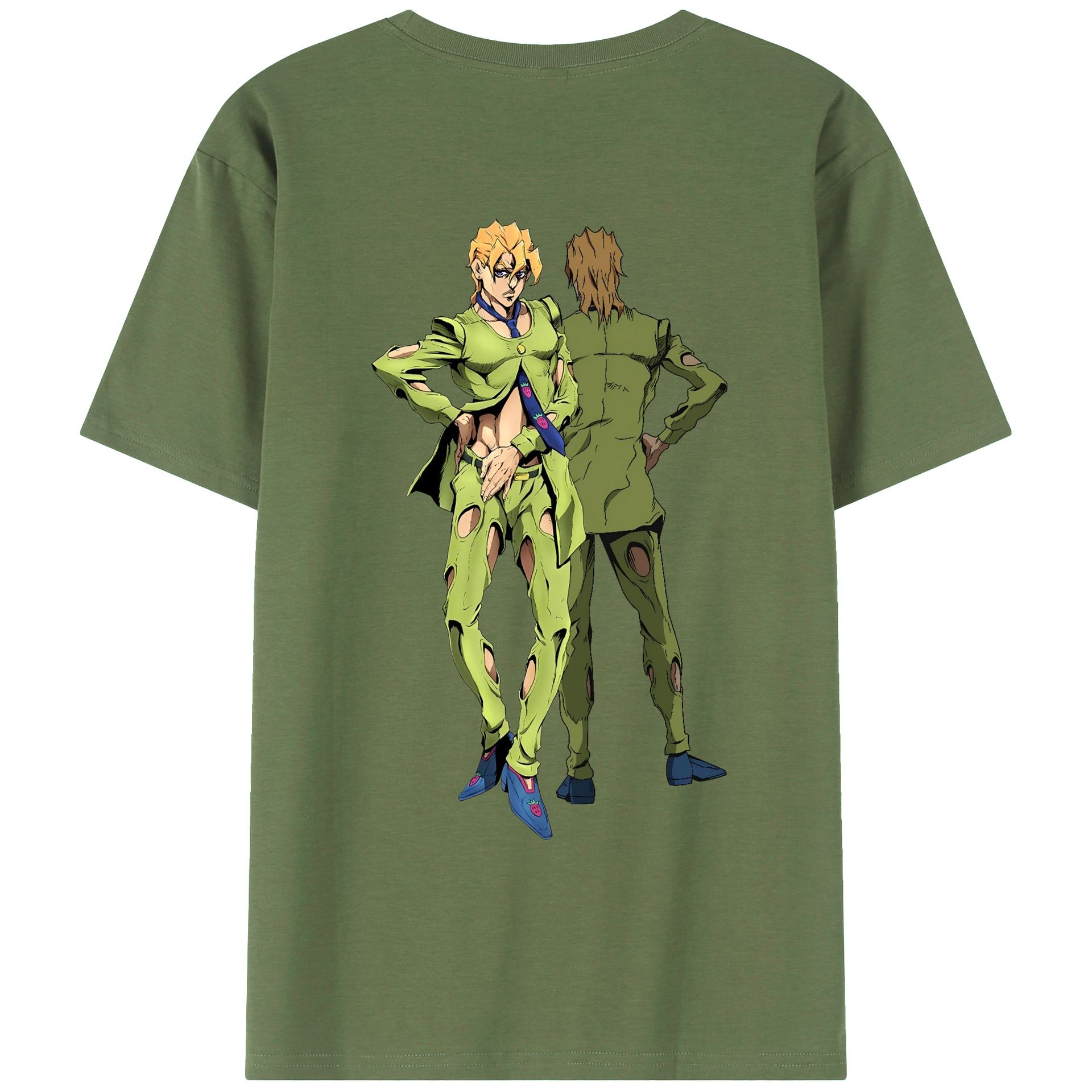 （画像用） ジョジョの奇妙な冒険 パンナコッタ?フー JoJo's Bizarre Adventure Pannacotta Fugo 綿100％ メンズ半袖Tシャツ（バックプリント） 通気性